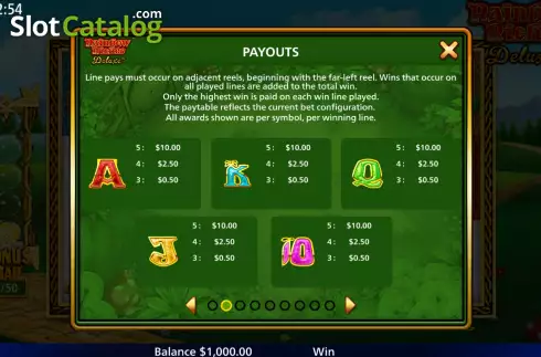 PayTable screen 2. Rainbow Riches Deluxe slot