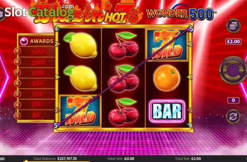 Win screen 2. Blazin Hot 7’s Wonder 500 slot