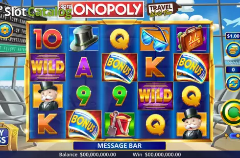 Reels screen. Monopoly Travel World Tour slot