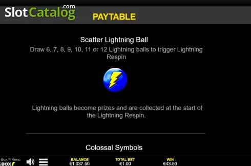 Captura de tela7. Lightning Box Keno slot