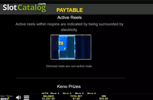 Game Rules screen 3. Lightning Box Keno slot