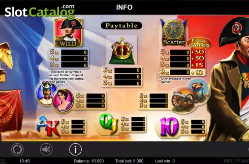 Gamble screen. Rise of Napoleon slot
