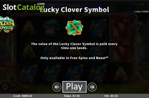 Lucky Clover symbol screen. Lucky Golden Clover slot