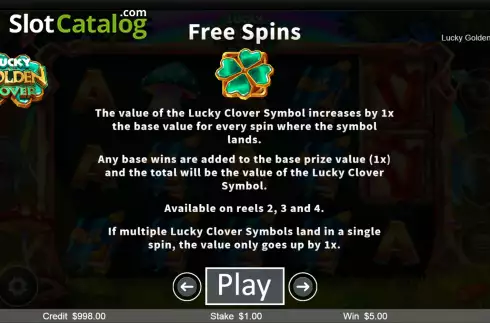 Free Spins screen 2. Lucky Golden Clover slot