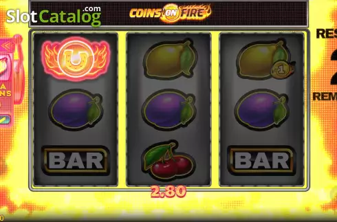 Respins Win Screen 3. Coins on Fire slot