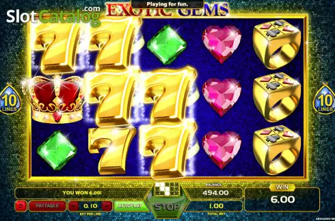 Win screen. Exotic Gems slot