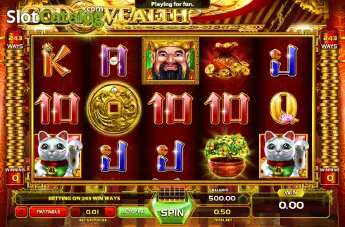 Reels screen. God of Wealth (Lucky Games) slot