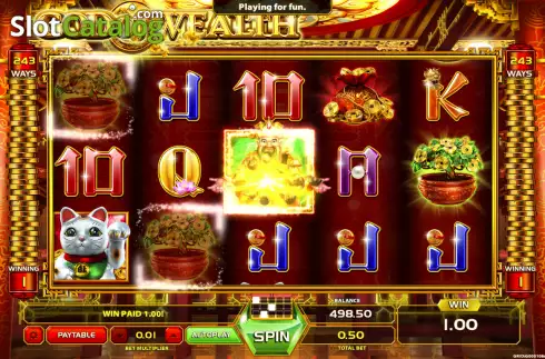 Win screen. God of Wealth (Lucky Games) slot