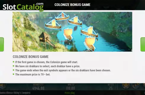 Bonus game screen. Yohanna Alonso Vikings Conquest slot