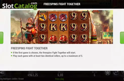 FS fight together screen. Fanny Rodrigues Golden Throne slot