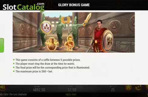 Bonus game screen 3. Paulo Futre The Last Gladiator slot