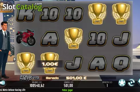 Win Screen. Fonsi Nieto Deluxe Racing Life slot