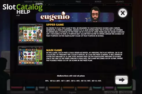 Intro screen. Eugenio slot