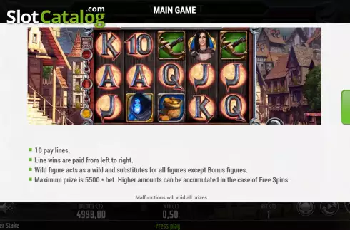 Game Features screen. Silver Stake slot