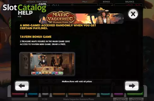 Mini game screen. Mario Vaquerizo Aventura Pirata slot