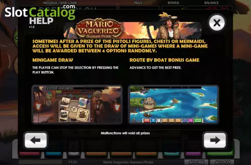 Mini game screen 2. Mario Vaquerizo Aventura Pirata slot