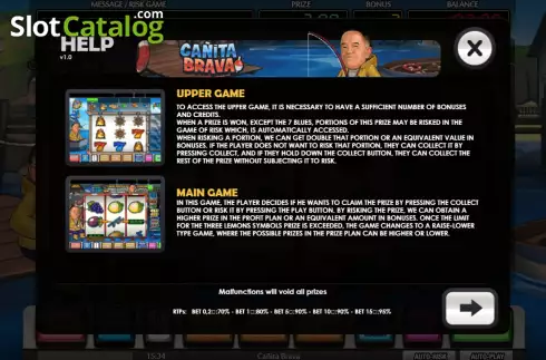 Game Features screen. Cañita Brava slot