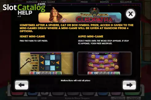 Bonus Mini-Games screen 2. Reinas de África Cleopatra slot