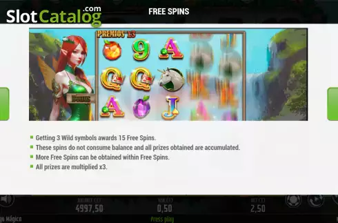 Free Spins screen. Magical Lake slot