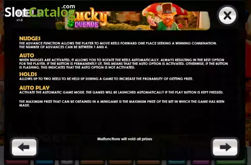 Game Rules screen 2. Lucky Duende slot