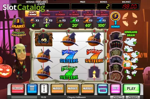 Upper Game screen. Chiquito Halloween slot