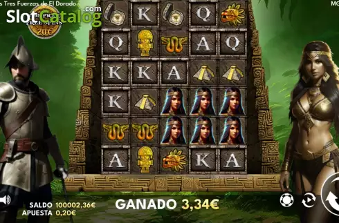 Game screen. Las Tres Fuerzas de El Dorado slot