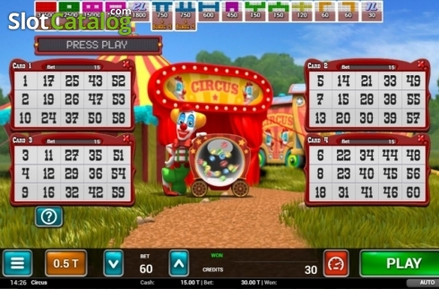 Game Screen 1. Circus Bingo slot