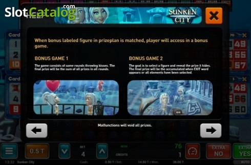 Bonus Games 1. Sunken City Bingo slot