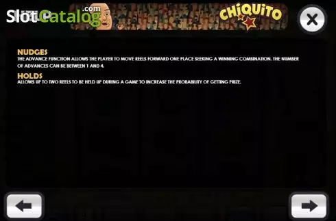 Paytable 2. Chiquito slot