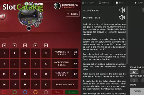 Bildschirm5. Lucky 8 (Macaw Gaming) slot