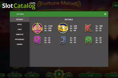 Bildschirm5. Fortune Melody slot