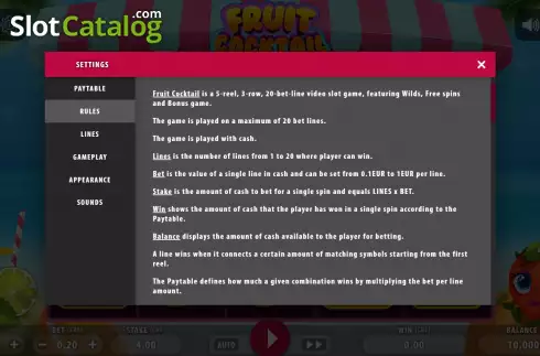 画面7. Fruit Cocktail (Macaw Gaming) カジノスロット