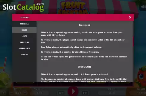 画面8. Fruit Cocktail (Macaw Gaming) カジノスロット