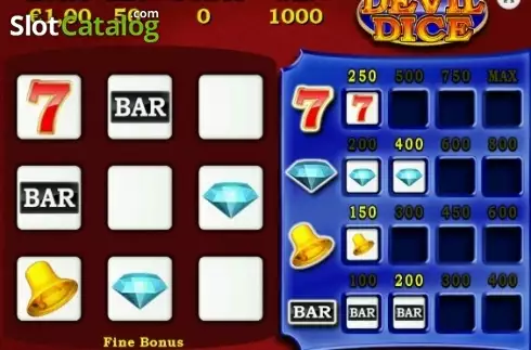 Bonus Game screen. Devil Dice slot