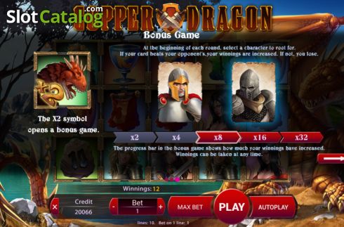 Bonus game screen. Copper Dragon slot