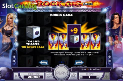 Bonus game screen. Rock Gig Dice slot