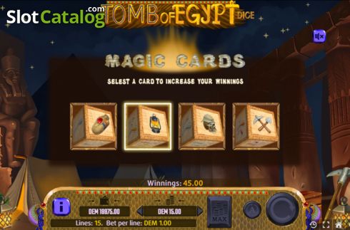 Bonus game screen. Tomb of Egypt Dice slot