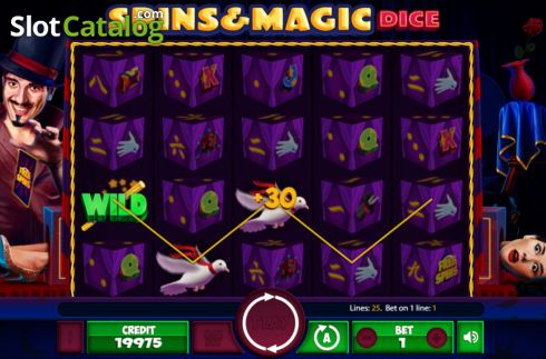 Win screen. Spins and Magic Dice slot