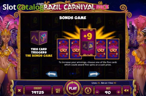 Bonus game screen. Brazil Carnival Dice slot
