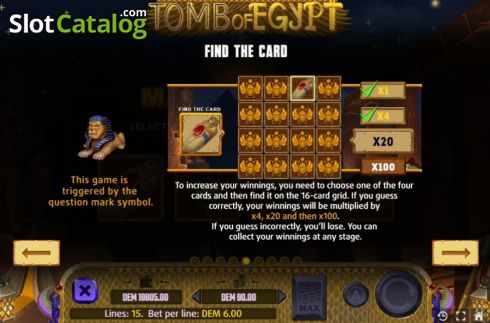 Find the Card. Tomb of Egypt slot