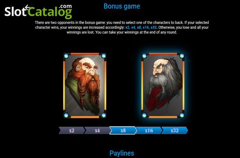Bonus game screen. Dwarfs Cave slot