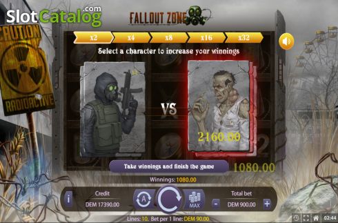 Bonus game screen. Fallout Zone slot