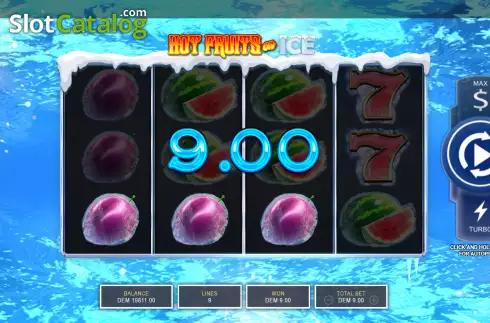 Écran3. Hot Fruits on Ice Machine à sous