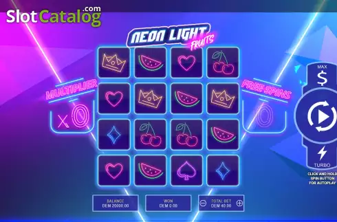 Game screen. Neon Light Fruits slot