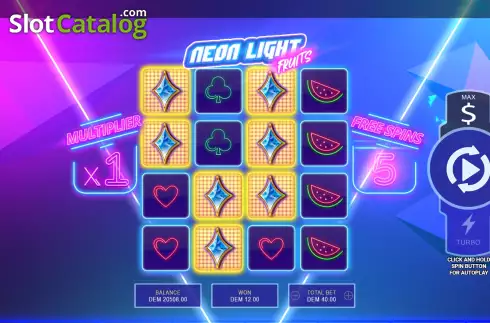 Win screen. Neon Light Fruits slot