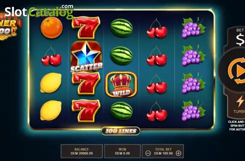 Game Screen. Fruityliner 100 slot