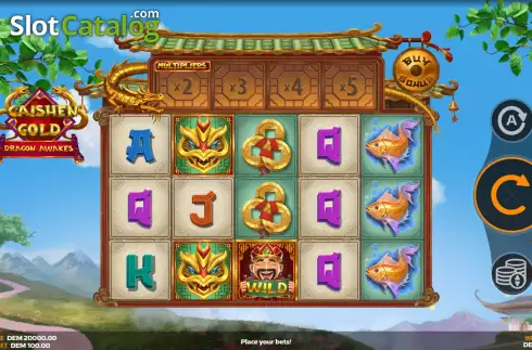 Game Screen. Caishen Gold: Dragon Awakes slot