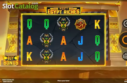 Game Screen. Mighty Egypt Riches slot