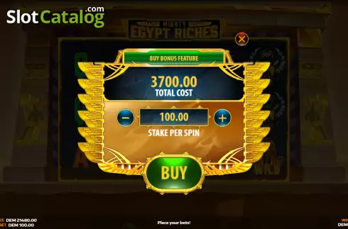 Buy Feature Screen. Mighty Egypt Riches slot