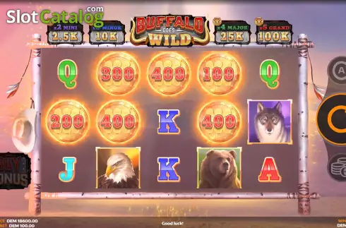 Hold and Win Bonus Game Win Screen. Buffalo Goes Wild slot